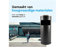 Afvalbak met asbak BRASQ 11 liter AT500 zwart