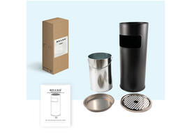 Afvalbak met asbak BRASQ 11 liter AT500 zwart