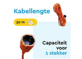 Verlengkabel BRASQ 30m oranje