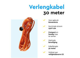 Verlengkabel BRASQ 30m oranje