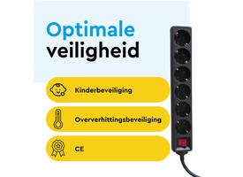 Stekkerdoos BRASQ 6 voudig 5 meter zwart