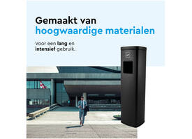 Afvalbak met asbak BRASQ 20 liter AT400 zwart