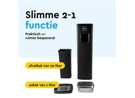 Afvalbak met asbak BRASQ 20 liter AT400 zwart