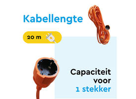 Verlengkabel BRASQ 20m oranje