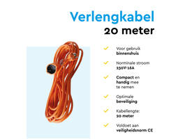 Verlengkabel BRASQ 20m oranje