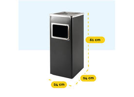 Afvalbak met asbak BRASQ 16 liter AT600 zwart