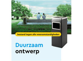 Afvalbak met asbak BRASQ 16 liter AT600 zwart