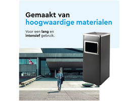 Afvalbak met asbak BRASQ 16 liter AT600 zwart