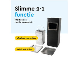 Afvalbak met asbak BRASQ 16 liter AT600 zwart