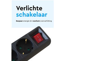 Stekkerdoos BRASQ 5 voudig 5 meter zwart