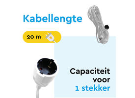 Verlengkabel BRASQ 20m wit