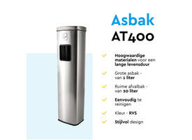 Afvalbak met asbak BRASQ 20 liter AT400 rvs
