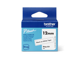Labeltape Brother P-touch Btag-231 standaard 12mm zwart op wit