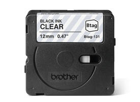 Labeltape Brother P-touch Btag-131 standaard 12mm zwart op transparant