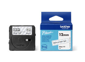 Labeltape Brother P-touch Btag-131 standaard 12mm zwart op transparant