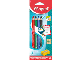 Whiteboardpotlood Maped Marker'Peps inclusief slijper set à 4 kleuren