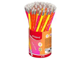 Potlood Maped Neon met gum pot à 72 stuks assorti