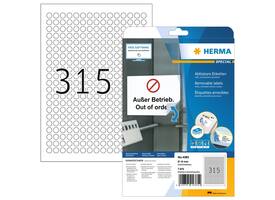 Etiket HERMA 4385 rond 10mm wit 7875 stuks