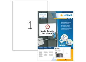 Etiket HERMA 10315 210x297mm verwijderbaar wit 100 stuks