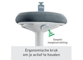 Actieve zit-sta kruk Leitz Ergo met gasveer 57-82 cm grijs