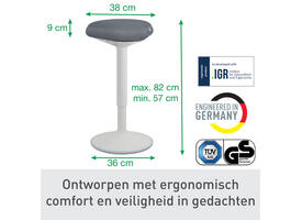 Actieve zit-sta kruk Leitz Ergo met gasveer 57-82 cm grijs