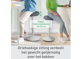 Actieve zit-sta kruk Leitz Ergo met gasveer 57-82 cm grijs