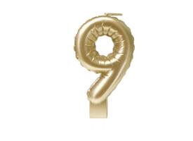 Foil balloon candle gold 9