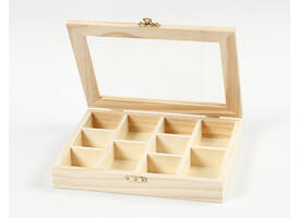 Doos Creativ Company 15.5x20.5x3.5cm hout met glazen deksel