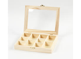 Doos Creativ Company 15.5x20.5x3.5cm hout met glazen deksel