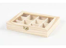 Doos Creativ Company 15.5x20.5x3.5cm hout met glazen deksel