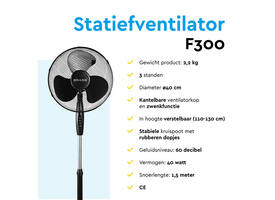 Statiefventilator BRASQ F300 Ø 40cm zwart
