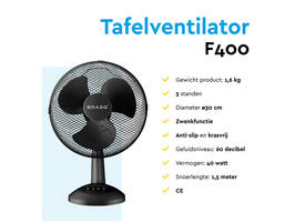 Tafelventilator BRASQ F400 Ø 30cm zwart