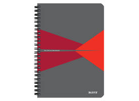 Notitieboek Leitz Office A5 lijn 180 pagina's 80gr grijs rood