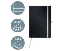 Notitieboek Leitz Style A5 lijn 160 pagina's 100gr zwart