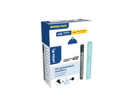 Permanent marker PILOT 400 schuin breed zwart 15+5 gratis