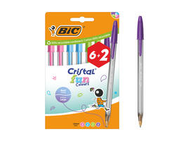 Balpen Bic Cristal Fun large assorti 6+2 gratis