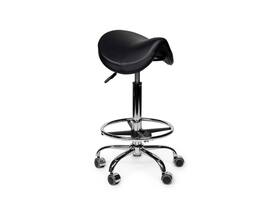 Zadelkruk Office Premium standaard met voetring harde wielen zw