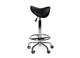 Zadelkruk Office Premium hoog met voetring harde wielen zw