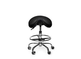 Zadelkruk Office Premium laag met voetring harde wielen zw