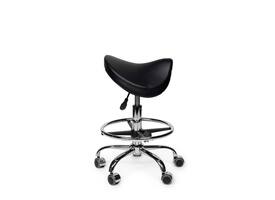 Zadelkruk Office Premium laag met voetring harde wielen zw