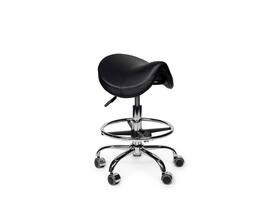 Zadelkruk Office Premium laag met voetring harde wielen zw