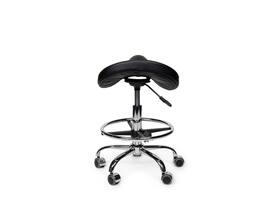 Zadelkruk Office Premium laag met voetring harde wielen zw