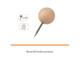 Punaises Nobo hout voor memobord 40 stuks