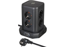 Stekkerdoos Brennenstuhl toren 8 voudig met 2x USB A 1x USB C PD zwart