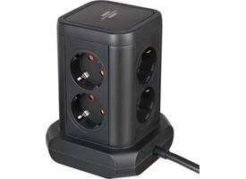 Stekkerdoos Brennenstuhl toren 8 voudig met 2x USB A 1x USB C PD zwart