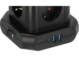 Stekkerdoos Brennenstuhl toren 8 voudig met 2x USB A 1x USB C PD zwart