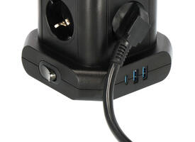Stekkerdoos Brennenstuhl toren 8 voudig met 2x USB A 1x USB C PD zwart