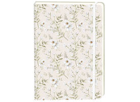 Notitieboek witte bloemen A5 lijn 92 pagina's softcover creme