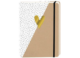 Notitieboek kraft gouden hart A5 lijn 92 pagina's softcover