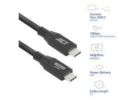 Kabel ACT USB-C 3.2 GEN.2 M/M zwart 2 meter